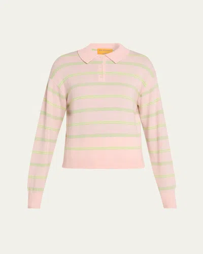 Guest In Residence Collegiate Striped Cashmere Polo In Pink