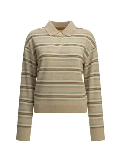 Guest In Residence Collegiate Stripe Cashmere Polo Sweater In Gray