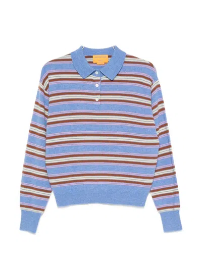 Guest In Residence Ribbed Cashmere Polo Sweater With Three-button Placket In Blue