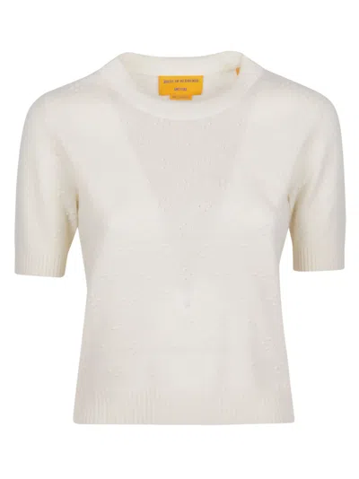 Guest In Residence Compass Textured Cashmere Short Sweater In White