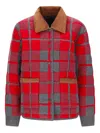 Guest In Residence Corduroy-colar Check-pattern Jacket In Red
