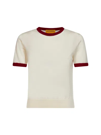 Guest In Residence Cream Cashmere Knit Airy Ringer T-shirt In White