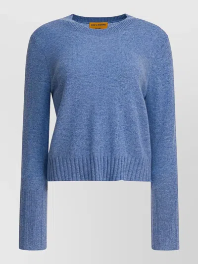 Guest In Residence Crew Neck Knit Top Long Sleeves In Blue