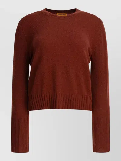 Guest In Residence Crew Neck Knit Top Long Sleeves In Brown