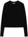 Guest In Residence Cropped Black Crew Sweater In Black