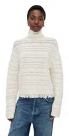 Guest In Residence Cropped Cable Turtleneck Cream In Multi
