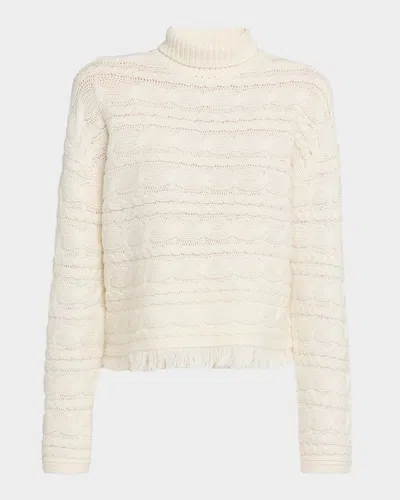 Guest In Residence Cropped Cable Turtleneck Sweater In Neutral