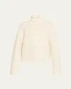 Guest In Residence Cropped Cable Turtleneck Sweater In White