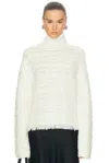 Guest In Residence Cropped Cable Turtleneck Sweater In White