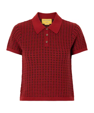 Guest In Residence Cashmere Waffle-stitched Shrunken Polo Sweater In Multi