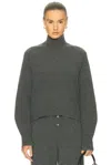 Guest In Residence Cropped Rib Turtleneck Sweater In Gray