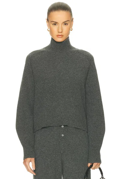 Guest In Residence Cropped Rib Turtleneck Sweater In Gray