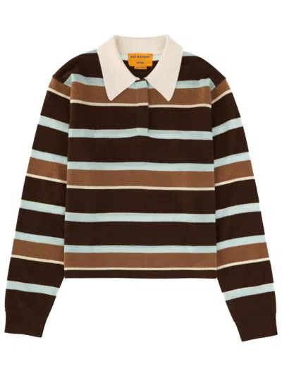 Guest In Residence Cropped Stripe Rugby Polo Shirt In Multi
