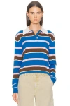 Guest In Residence Cropped Stripe Rugby Sweater In Multi