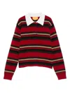 Guest In Residence Cropped Rugby Sweater With Classic Collar And Striped Pattern In Red