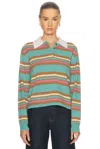 Guest In Residence Cropped Stripe Rugby Sweater In Green