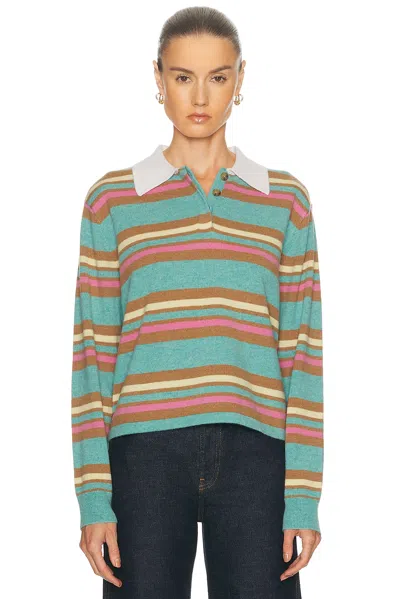 Guest In Residence Cropped Stripe Rugby Sweater In Green