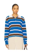 Guest In Residence Cropped Stripe Rugby Sweater In Multi