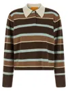 Guest In Residence Cropped Stripe Rugby Sweater In Brown