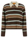 Guest In Residence Cropped Stripe Rugby Sweater In Brown