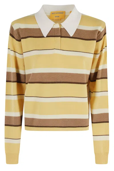 Guest In Residence Cropped Striped Cashmere Polo Sweater In Multi