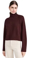 Guest In Residence Cashmere-blend Cropped Turtleneck Sweater In Plum