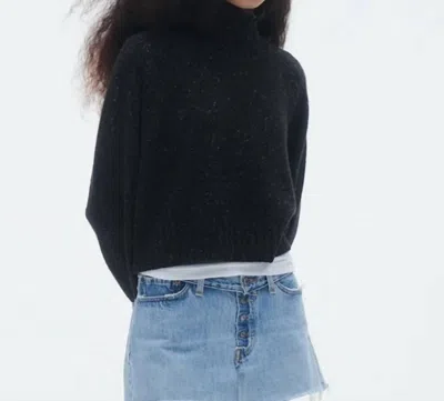 Guest In Residence Cropped Turtleneck Sweater In Charcoal In Pink