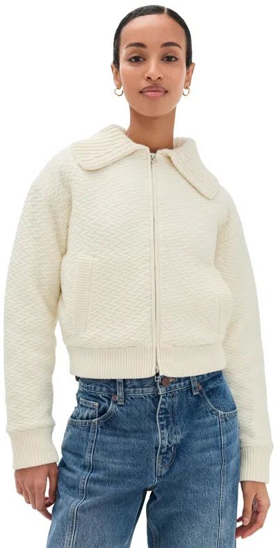 Guest In Residence Cross Country Knit Bomber Jacket Cream In White
