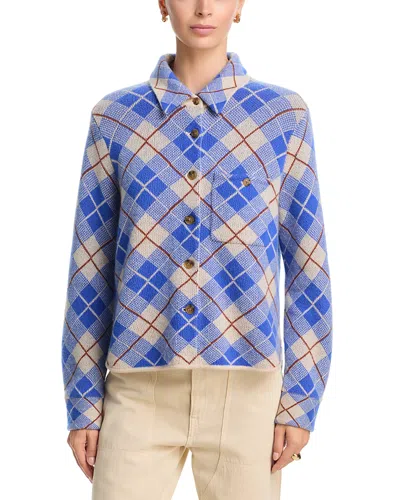 Guest In Residence Dylan Cashmere Plaid Shirt In Blue