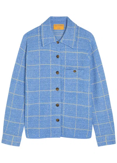 Guest In Residence Dylan Plaid Cashmere And Linen-blend Shirt In Blue