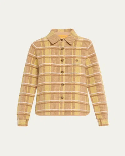 Guest In Residence Dylan Plaid Cashmere Shirt In Almco Almond Combo