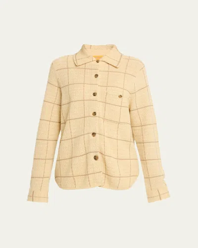Guest In Residence Dylan Checked Knitted Cashmere And Linen-blend Shirt In Yellow
