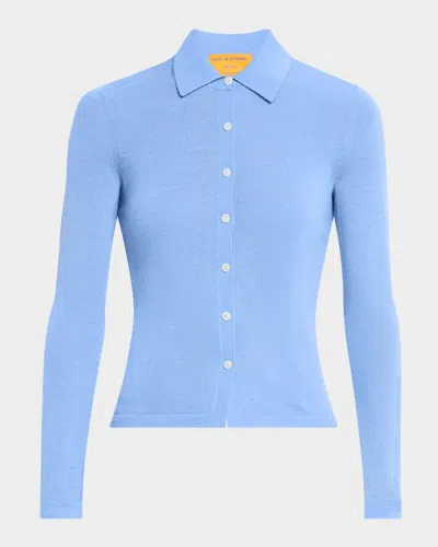 Guest In Residence Elle Cashmere Button-front Shirt In Light/pastel Blue