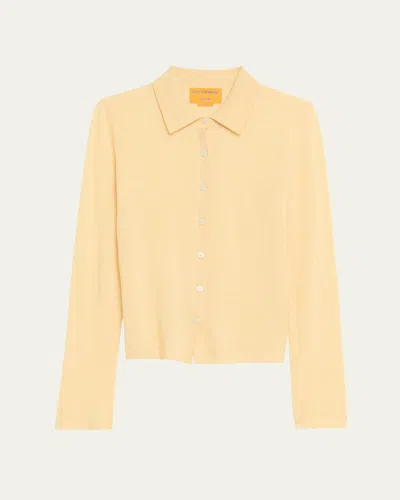 Guest In Residence Elle Cashmere Button-front Shirt In Yellow