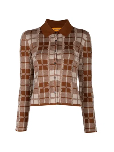 Guest In Residence Elle Fringe-trimmed Plaid Shirt In Brown