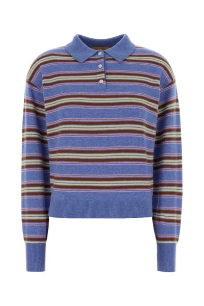 Guest In Residence Embroidered Cashmere Collegiate Polo Shirt In Blue