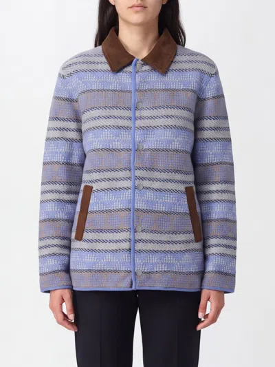 Guest In Residence Ethnic Pattern Wool And Cashmere Shirt Jacket In Blue