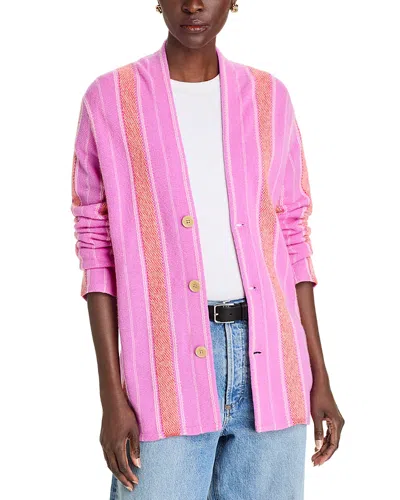 Guest In Residence Everywear Cashmere Cardigan In Fuchsia Cream Red