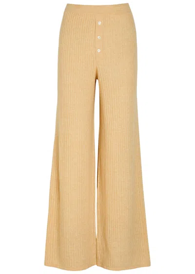 Guest In Residence Everywear Wide-leg Cashmere And Linen-blend Trousers In Multi