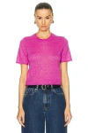 Guest In Residence Merino-cashmere-silk T-shirt In Fuchsia