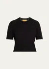 GUEST IN RESIDENCE FEATHERWEIGHT WOOL CASHMERE CROP T-SHIRT