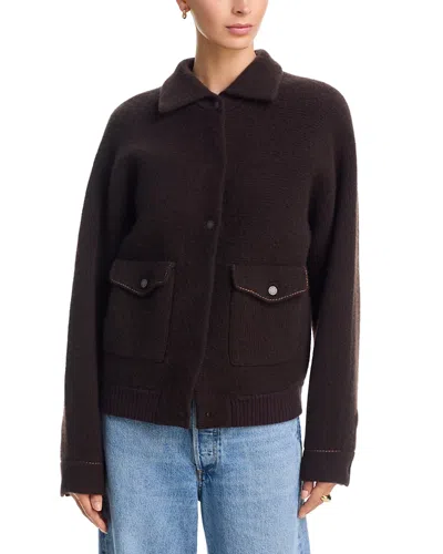 Guest In Residence Felted Wool Cashmere Bomber Jacket In Black