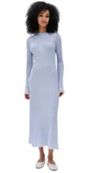 Guest In Residence Fine Stripe Mock-neck Mini Dress In Cream/french Blue