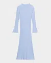 Guest In Residence Fine Stripe Mock-neck Mini Dress In Light/pastel Blue