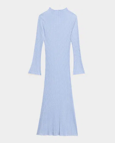 Guest In Residence Fine Stripe Mock-neck Mini Dress In Light/pastel Blue