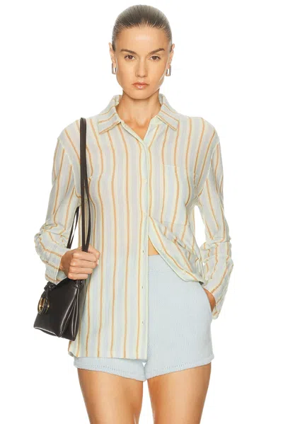 Guest In Residence Showtime Striped Cashmere Shirt In Green