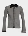 Guest In Residence Fine Stripe Silk-linen Cardigan In Gray