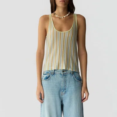 Guest In Residence Fine Stripe Tank Top In Limewash Combo In Gray