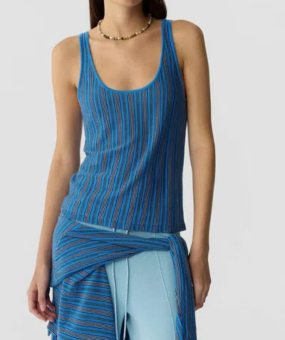 Guest In Residence Fine Stripe Tank Top In Sail Combo In Blue
