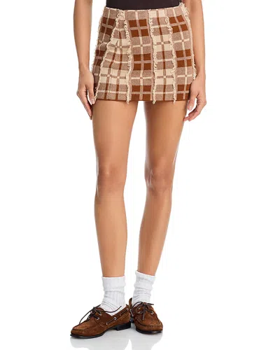 Guest In Residence Fringe Plaid Mini Skirt In Multi